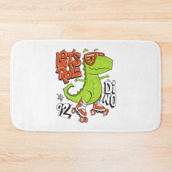 Item preview, green dinosaur playing roller skate, cartoon dinosaur roller skate, cool dinosaur playing roller skate designed and sold by GreyStanzione1.