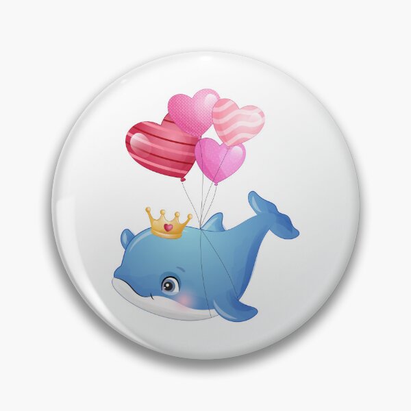 Item preview, cute dolphin with heart, cartoon dolphin with balloon, cute dolphin with balloon designed and sold by GreyStanzione1.