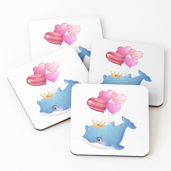 Item preview, cute dolphin with heart, cartoon dolphin with balloon, cute dolphin with balloon designed and sold by GreyStanzione1.