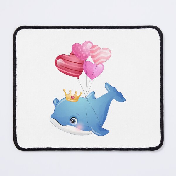 Item preview, cute dolphin with heart, cartoon dolphin with balloon, cute dolphin with balloon designed and sold by GreyStanzione1.