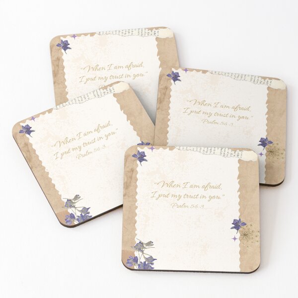 Item preview,  JW 2024-year text When I am afraid, I put my trust in you. Psalm 56:3; Purple Flowers   designed and sold by GiftableGems.
