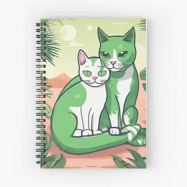Item preview, un extraterrestre verde abrazando a un gato Van turco con un fondo tropical. designed and sold by tileartwork.