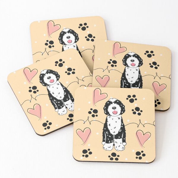 Item preview, Love Black White Portuguese Water Dog 6 designed and sold by Lulupainting.