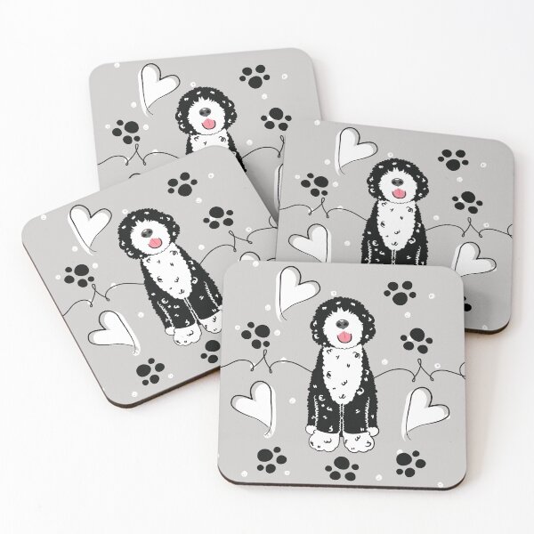 Item preview, Love Black White Portuguese Water Dog 7 designed and sold by Lulupainting.