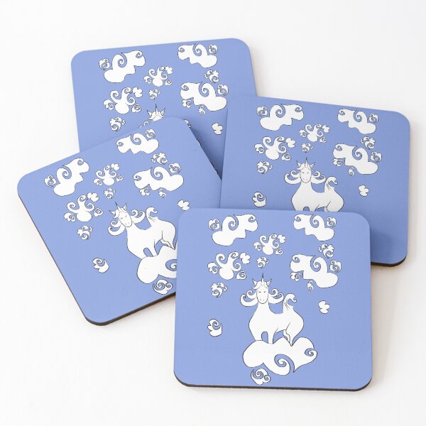 Item preview, Unicorn in curly clouds designed and sold by mjohmy.
