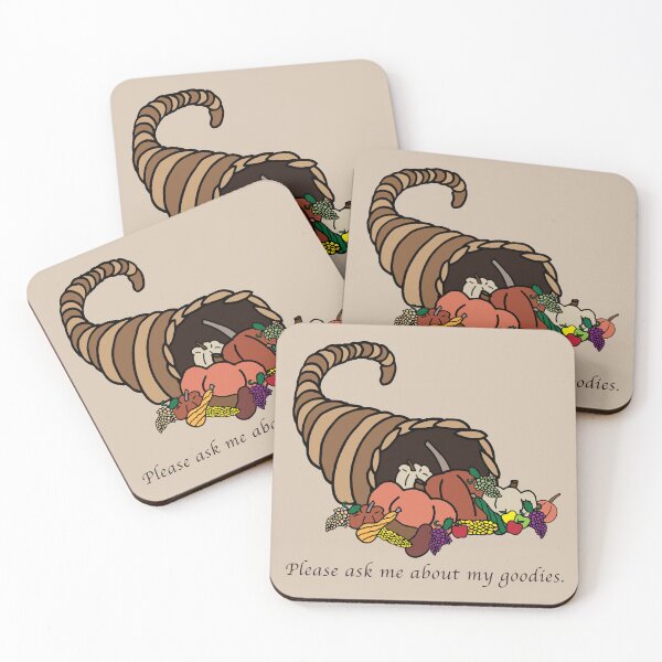 Item preview, Friendsgiving Cornucopia - Humor Caption - "Please ask me about my goodies." designed and sold by Tim Veiga.