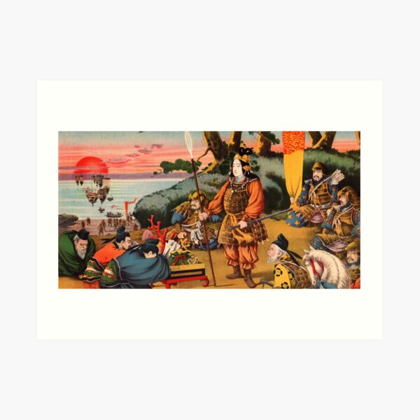 Ukiyo-e print of a group of Samurai Art Print