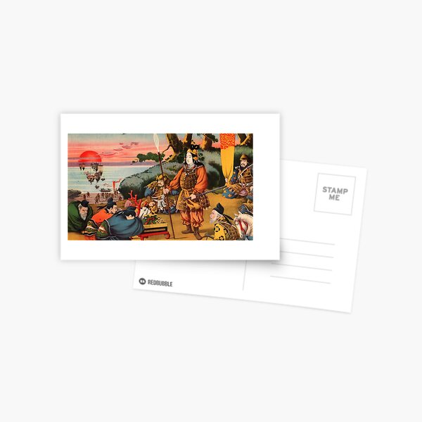 Ukiyo-e print of a group of Samurai Postcard