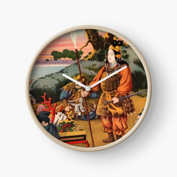 Ukiyo-e print of a group of Samurai Clock