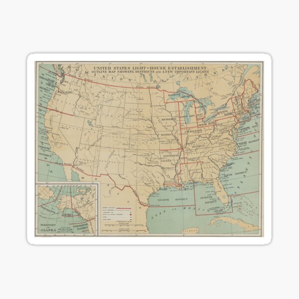 Item preview, Vintage United States Lighthouse Map (1898) designed and sold by BravuraMedia.