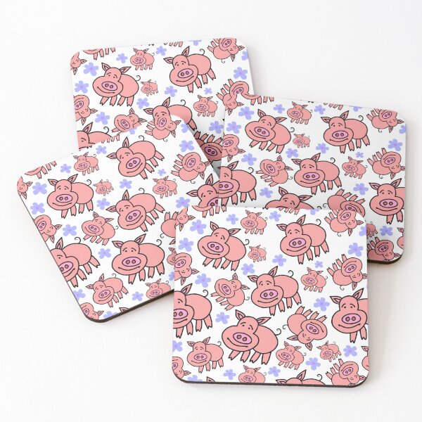 Item preview, Happy Pink Pigs and Lavender Daisies  designed and sold by GemmasGems.