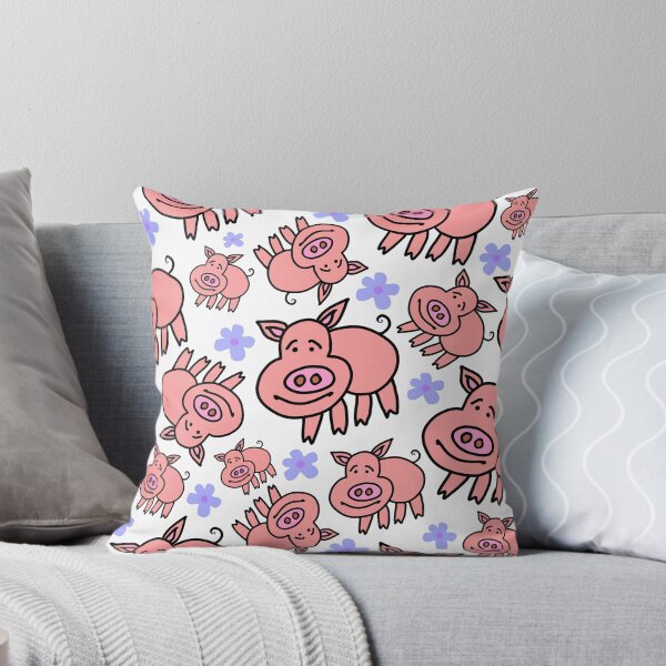 Item preview, Happy Pink Pigs and Lavender Daisies  designed and sold by GemmasGems.