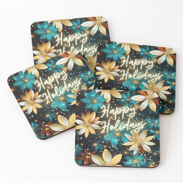 Item preview, Happy Holidays - Holiday Sparkles in Turquoise and Gold designed and sold by Nol Martín-tungpalan.
