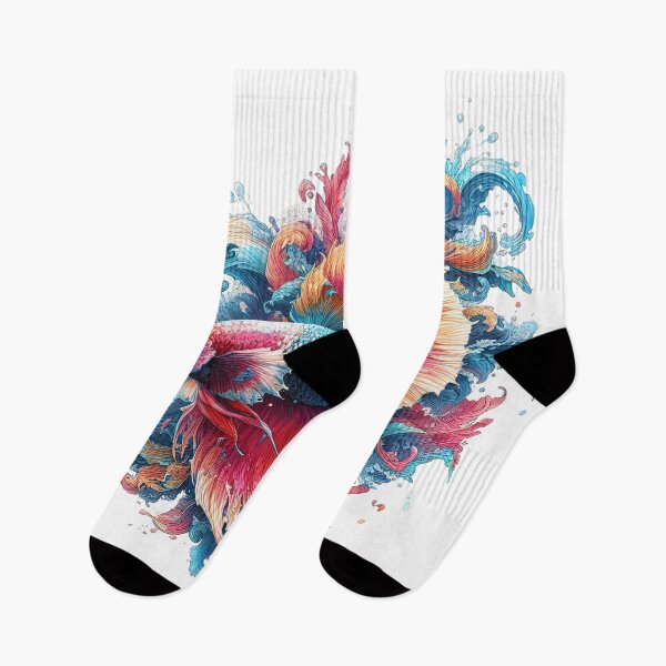 Item preview, Thai fighting fish art, bright colors designed and sold by Natcharee.