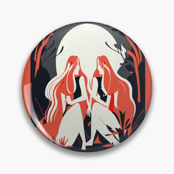 Item preview, Neon Twins Mystical Meeting in the Moonlight Forest designed and sold by WondersByMel.