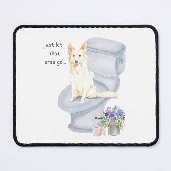 Item preview, Funny Watercolor White Collie Dog sitting on Toilet Seat  designed and sold by beastieboutique.