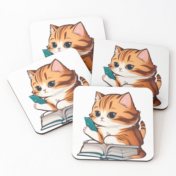 Item preview, orange cat reading book designed and sold by KorArtStudio.