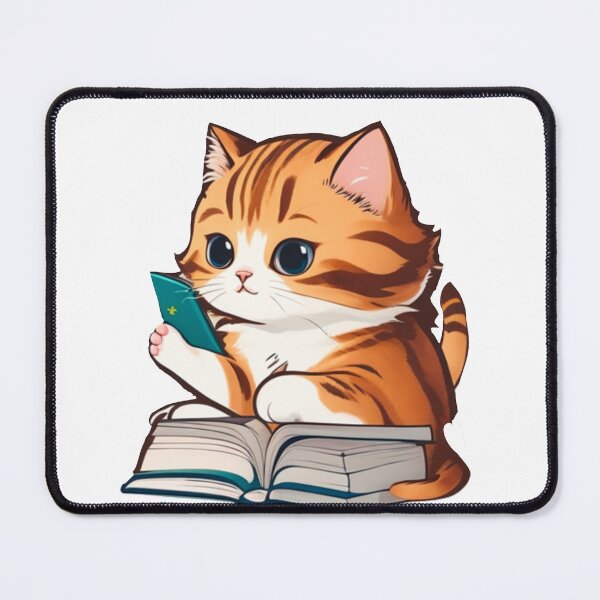 Item preview, orange cat reading book designed and sold by KorArtStudio.