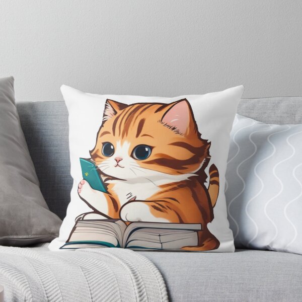 Item preview, orange cat reading book designed and sold by KorArtStudio.