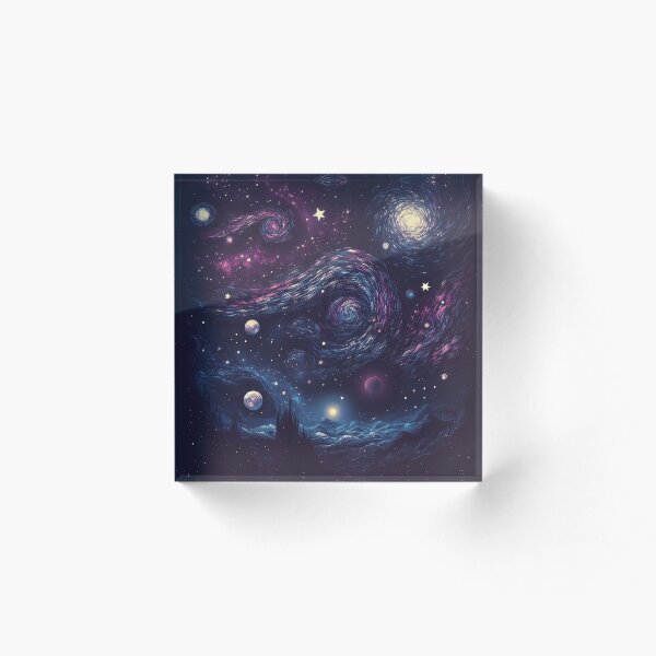 Item preview, Cosmic Pattern of a night sky with swirling galaxies and planets designed and sold by HeeShirt.