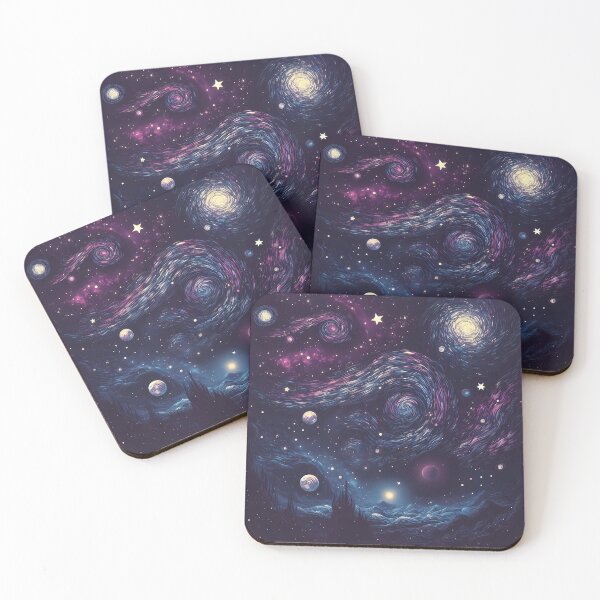 Item preview, Cosmic Pattern of a night sky with swirling galaxies and planets designed and sold by HeeShirt.