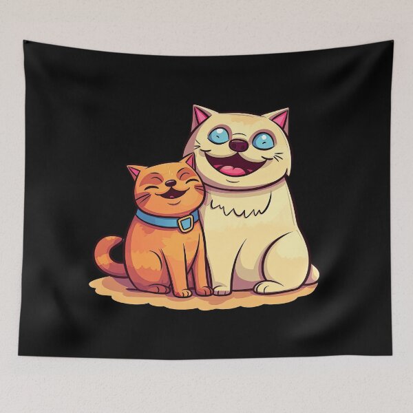 Item preview, cats in love - cartoon happy cats for cat lovers designed and sold by WallGemsArt.