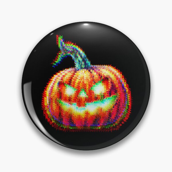 Item preview, Halloween Jack-o-Lantern Fuzzy Spikey Pixelated Glowing Eyes and Smile [like digital stained glass window] designed and sold by TeeShirtSquad.