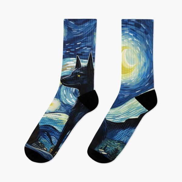 Item preview, Starry Night Wolf Van gogh Inspired Painting designed and sold by Vangoholic.