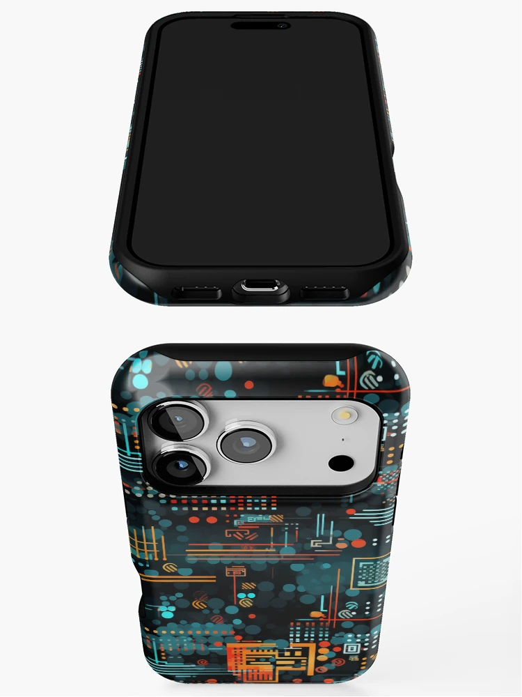 Thumbnail 3 of 4, iPhone Case, Digital Code Abstract Pattern designed and sold by SideSignal.