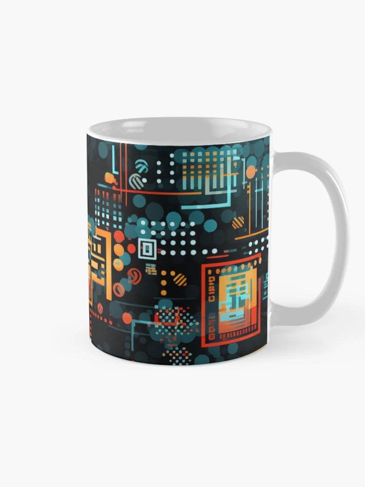 Thumbnail 3 of 6, Coffee Mug, Digital Code Abstract Pattern designed and sold by SideSignal.