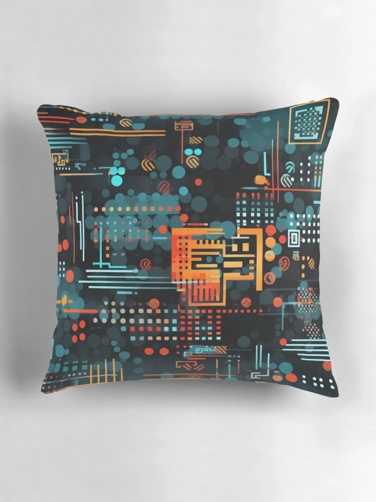 Thumbnail 3 of 4, Pillow, Digital Code Abstract Pattern designed and sold by SideSignal.