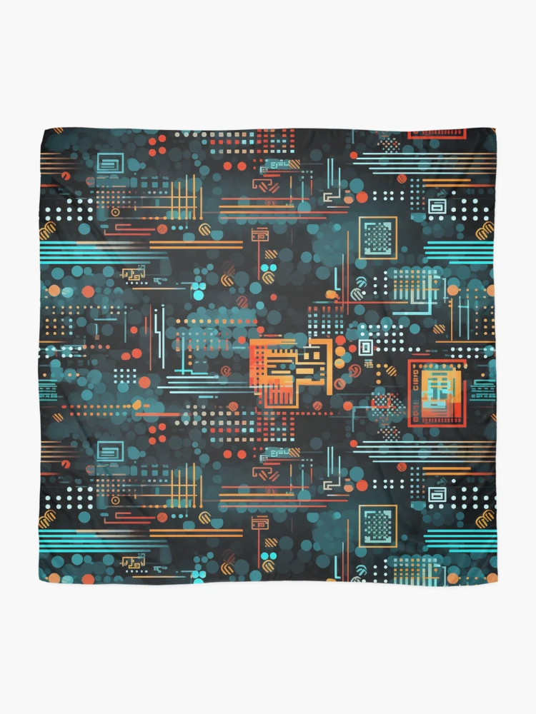 Thumbnail 2 of 3, Scarf, Digital Code Abstract Pattern designed and sold by SideSignal.
