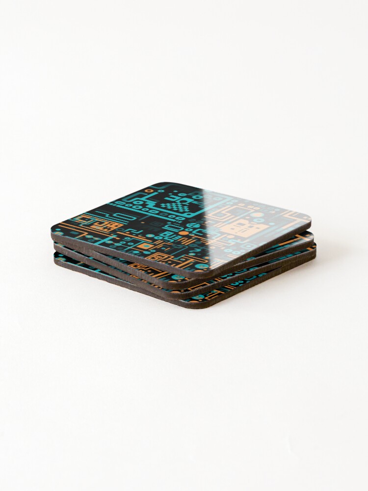 Thumbnail 4 of 5, Coasters (Set of 4), Digital Code Abstract Pattern designed and sold by SideSignal.