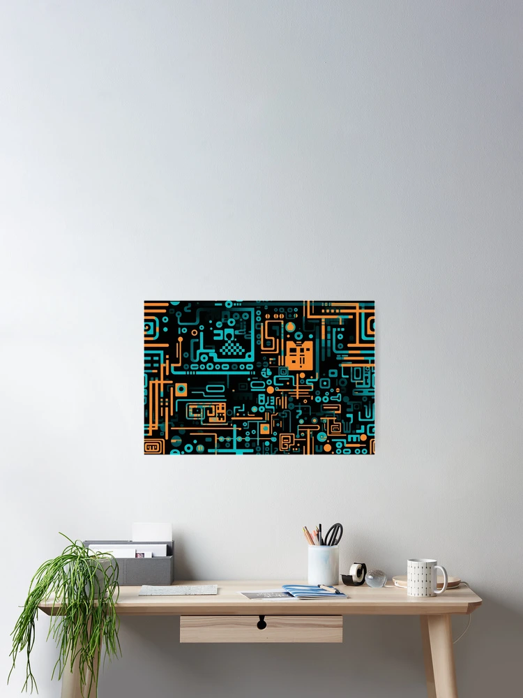 Thumbnail 2 of 3, Poster, Digital Code Abstract Pattern designed and sold by SideSignal.