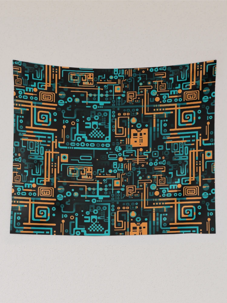 Thumbnail 2 of 3, Tapestry, Digital Code Abstract Pattern designed and sold by SideSignal.