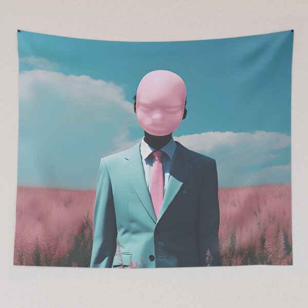 Item preview, Surreal Solitude: Monochrome Head in Fields designed and sold by VectorPlace.