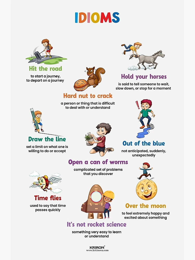 English Idioms 3, English Vocabulary Poster for Sale by KriRon