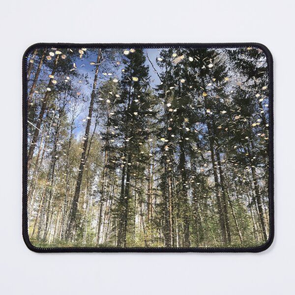 Item preview, tall trees of spruce and pine reflected in a small forest lake designed and sold by mrivserg.