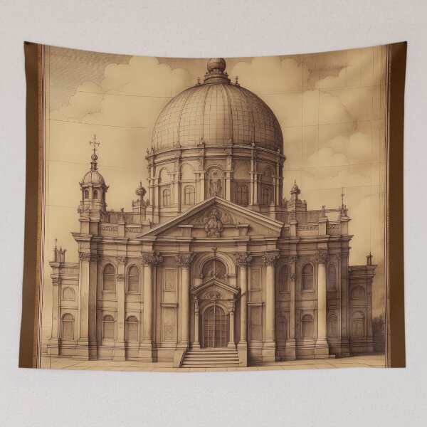 Item preview, Cityscape With Cathedral Inspired by Leonardo Da Vinci designed and sold by LanaGustavsson.
