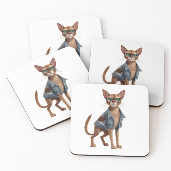Item preview, Cool Abyssinian Cat in Denim Jacket designed and sold by mittie101.