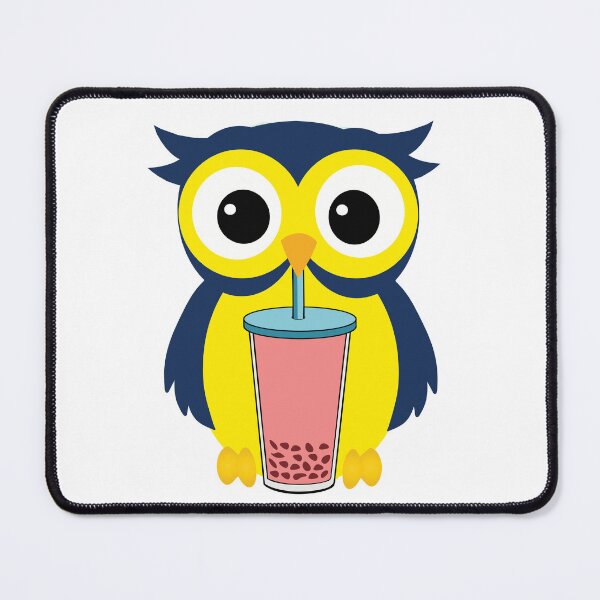 Item preview, Cute Blue owl drinking Boba Tea designed and sold by UniqueDesignHub.