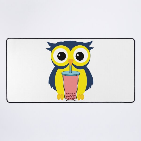 Item preview, Cute Blue owl drinking Boba Tea  designed and sold by UniqueDesignHub.