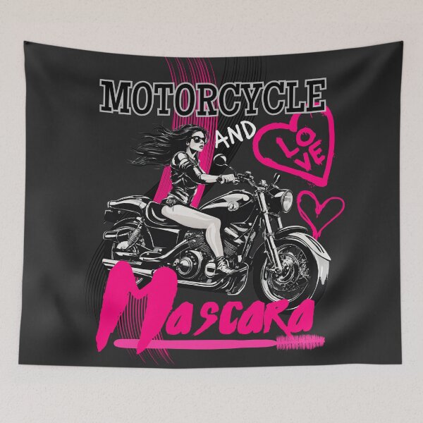 Item preview, Hot pink Motorcycle and Mascara. Girl biker. designed and sold by VieBelieve.
