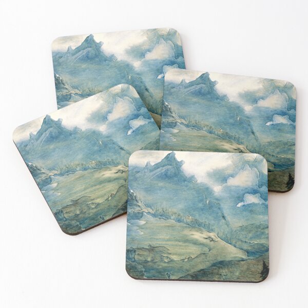 Item preview, moody rainy day mountain landscape watercolour illustration designed and sold by thesoloboyy.