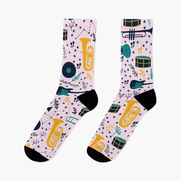 Item preview, Cute Music Instruments Pattern with trumpets, guitars and drums designed and sold by kapotka.