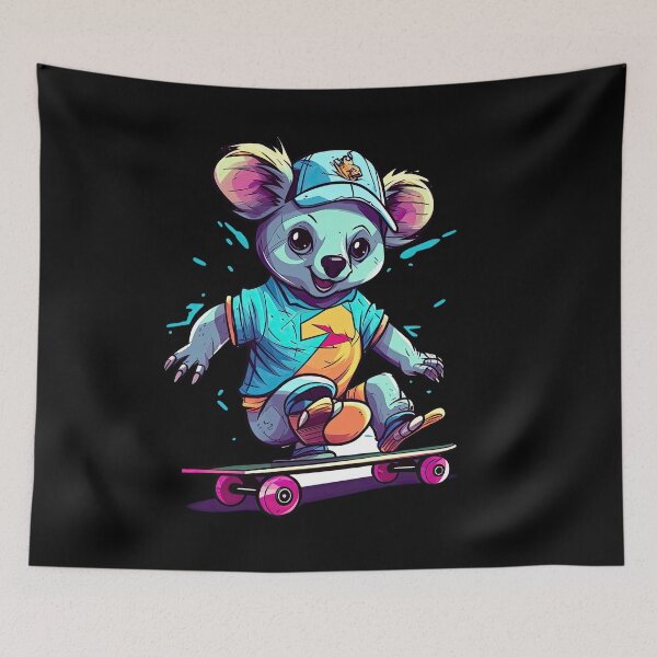 Item preview, Colorful laughing koala bear skating - a beautiful sight designed and sold by WallGemsArt.