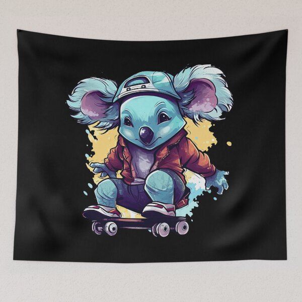 Item preview, Colorful laughing koala bear skating - cool outfit designed and sold by WallGemsArt.