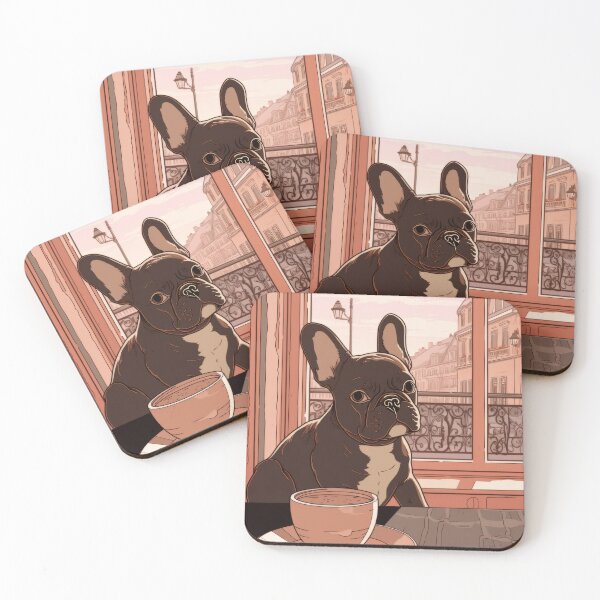 Item preview, French Bulldog in a Parisian Cafe designed and sold by Johnelh.