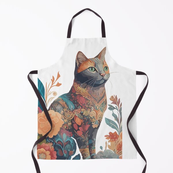Item preview, Cat in Floral Folk Art illustration 2 designed and sold by mythographiaart.