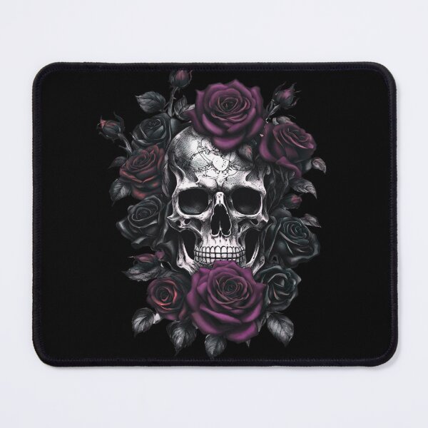 Item preview, Skeleton Metalhead Skulls and Deep Purple Roses Metal Rock designed and sold by PugD.